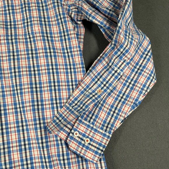 Southern Tide Mens Large Blue Plaid Vented Long Sleeve Button Up Classic Fit - Picture 2 of 16